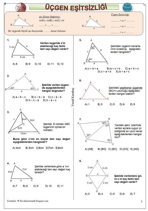 matematik 9 sınıf üçgenler